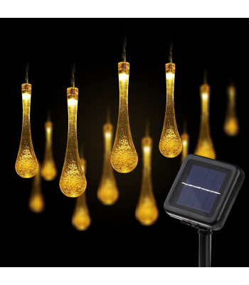 LED girlianda - Lašeliai su saulės baterija 6m
